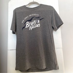 Bob jones university men’s large shirt. Gray with white accents.